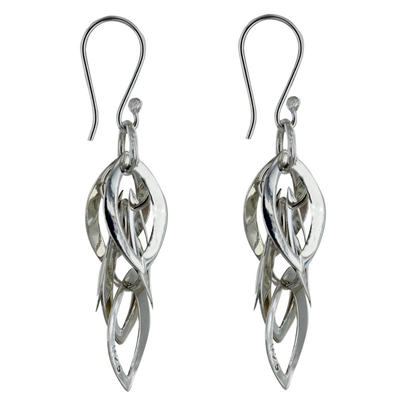 Boucles d'Oreilles Argent 925 Grappe de Petits Ovals - vue 3