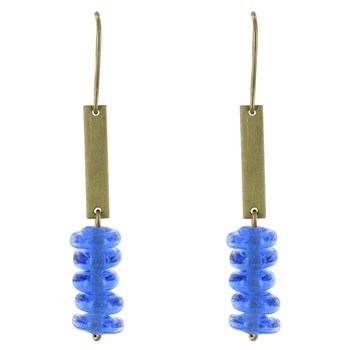 Boucles d'Oreilles Laiton Barrette et Petits Disques de Verre - Classics