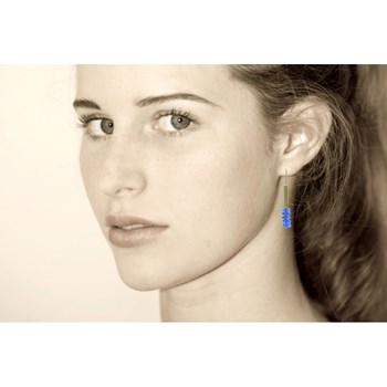 Boucles d'Oreilles Laiton Barrette et Petits Disques de Verre - Classics