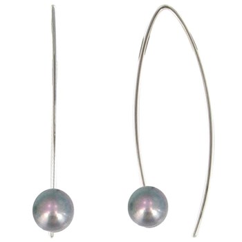 Boucles d'Oreilles Argent 925 Rhodié Crochet Perle de Culture 6 mm - Classics