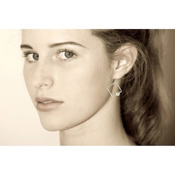 Boucles d'oreilles en Argent 925 Carré et sa Perle - Classics