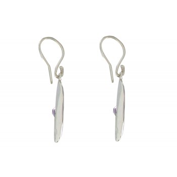 Boucles d'Oreilles en Argent 925 Martelées et Améthyste Ovale
