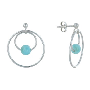 Boucles d'Oreilles Argent 925 Créoles et Larimars