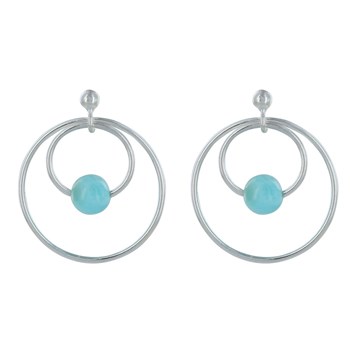 Boucles d'Oreilles Argent 925 Créoles et Larimars