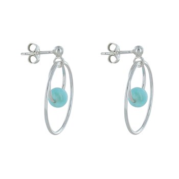 Boucles d'Oreilles Argent 925 Créoles et Larimars
