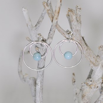 Boucles d'Oreilles Argent 925 Créoles et Larimars