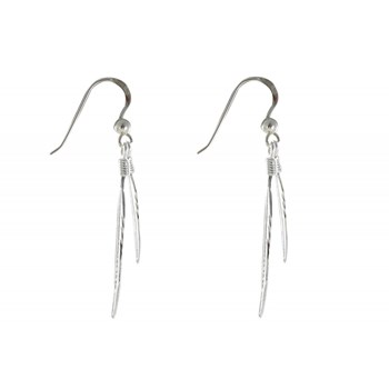 Boucles d'Oreilles Deux Plumes d'Argent 925