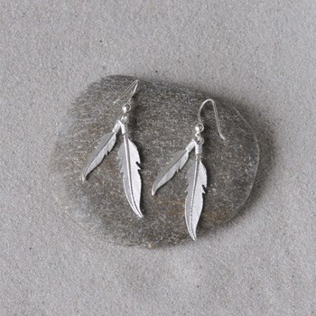 Boucles d'Oreilles Deux Plumes d'Argent 925