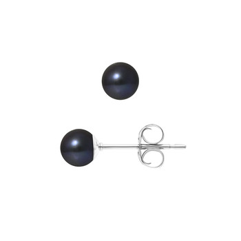 Boucles d'Oreilles - Or Blanc Perles de Culture d'Eau Douce - Black Tahiti