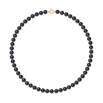 Collier Rang de Perles de Culture d'Eau Douce - Black Tahiti  - Or Jaune
