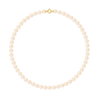 Collier Rang - Perles de Culture d'Eau Douce - Rose Naturel  - Or Jaune