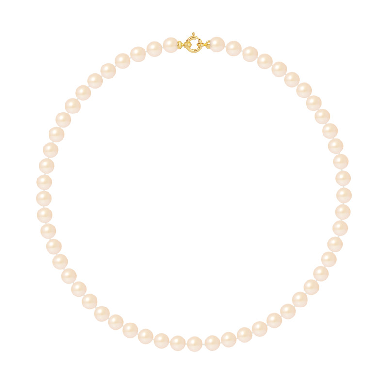 Collier Rang - Perles de Culture d'Eau Douce - Rose Naturel  - Or Jaune