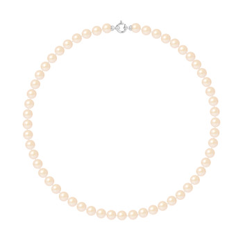 Collier Rang - Perles de Culture d'Eau Douce - Rose Naturel - Or Blanc