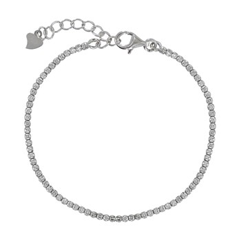 Bracelet Argent 925 Rhodié Petits Carrés de Strass - Blanc