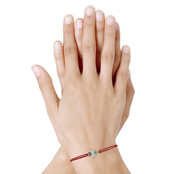 Bracelet Lien Médaille en Laiton Poisson Émaillée Blanche et Turquoise - Rouge