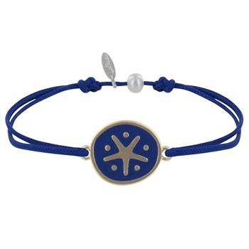 Bracelet Lien Médaille en Laiton Etoile Émaillée Bleue - Bleu