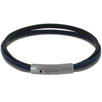 Bracelet Homme Mix Lin Coton Cuir - Beige