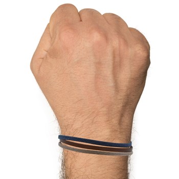 Bracelet Homme Mix Lin Coton Cuir - Beige
