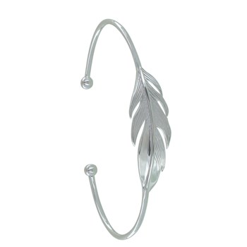 Bracelet Argent 925 Rhodié Demi Jonc Plume