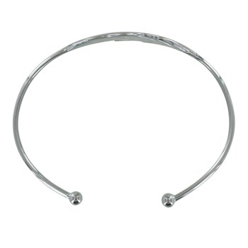 Bracelet Argent 925 Rhodié Demi Jonc Plume