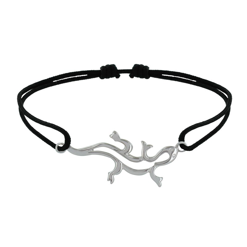 Bracelet Lien Argent 925 Salamandre - Noir