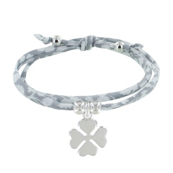 Bracelet Double Tour Lien Liberty et Trèfle Argent 925 - Classics - Gris clair