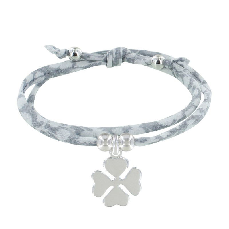Bracelet Double Tour Lien Liberty et Trèfle Argent 925 - Classics - Gris clair