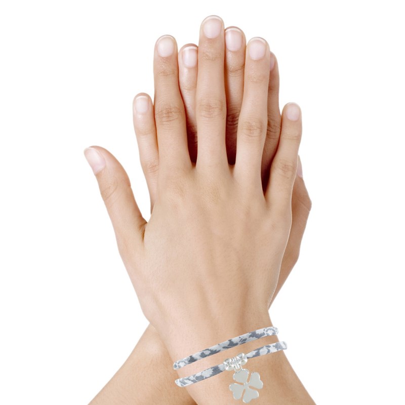 Bracelet Double Tour Lien Liberty et Trèfle Argent 925 - Classics - Gris clair - vue 2