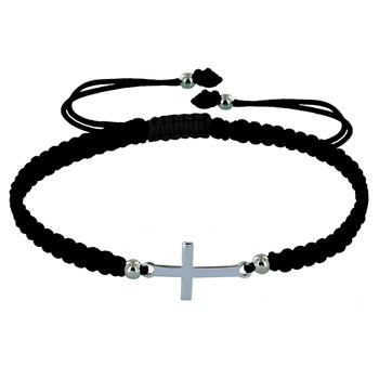 Bracelet Argent 925 Croix Lien Tréssé - Classics - Noir
