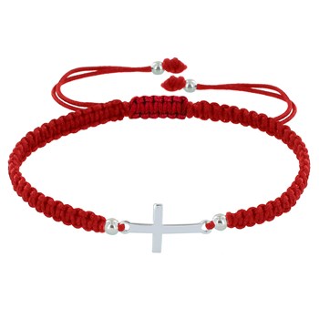 Bracelet Argent 925 Croix Lien Tréssé - Classics - Rouge