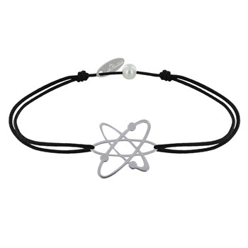 Bracelet Mixte Lien Médaille Argent 925 Atome - Noir