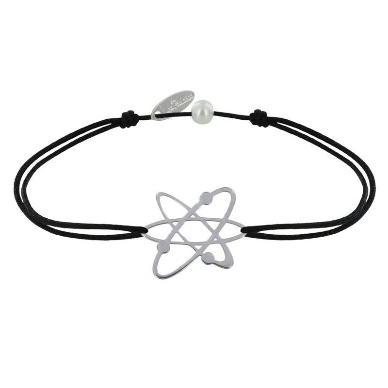 Bracelet Mixte Lien Médaille Argent 925 Atome - Noir