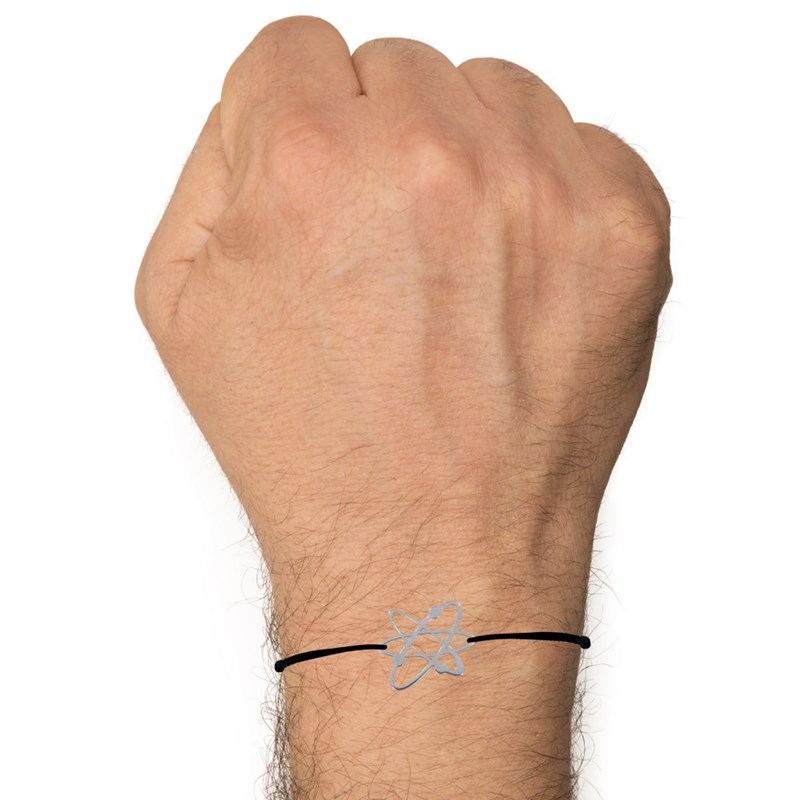 Bracelet Mixte Lien Médaille Argent 925 Atome - Noir - vue 3