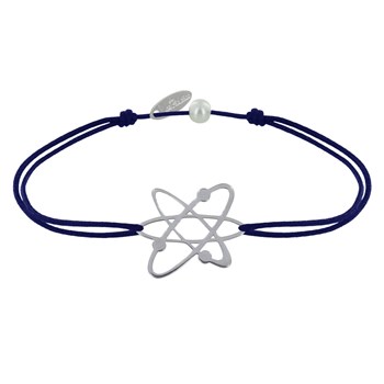 Bracelet Mixte Lien Médaille Argent 925 Atome - Bleu Navy