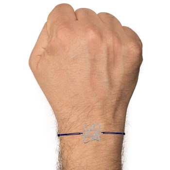 Bracelet Mixte Lien Médaille Argent 925 Atome - Bleu Navy