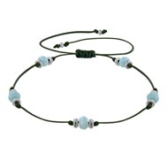 Bracelet Lien Cinq Perles Facettées de Larimar - Vert kaki