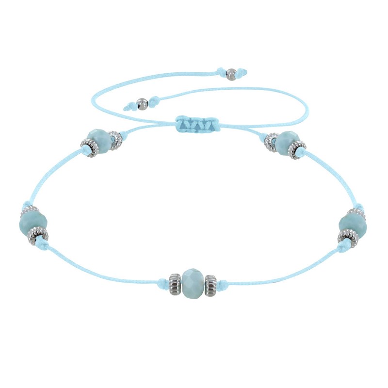 Bracelet Lien Cinq Perles Facettées de Larimar - Bleu ciel