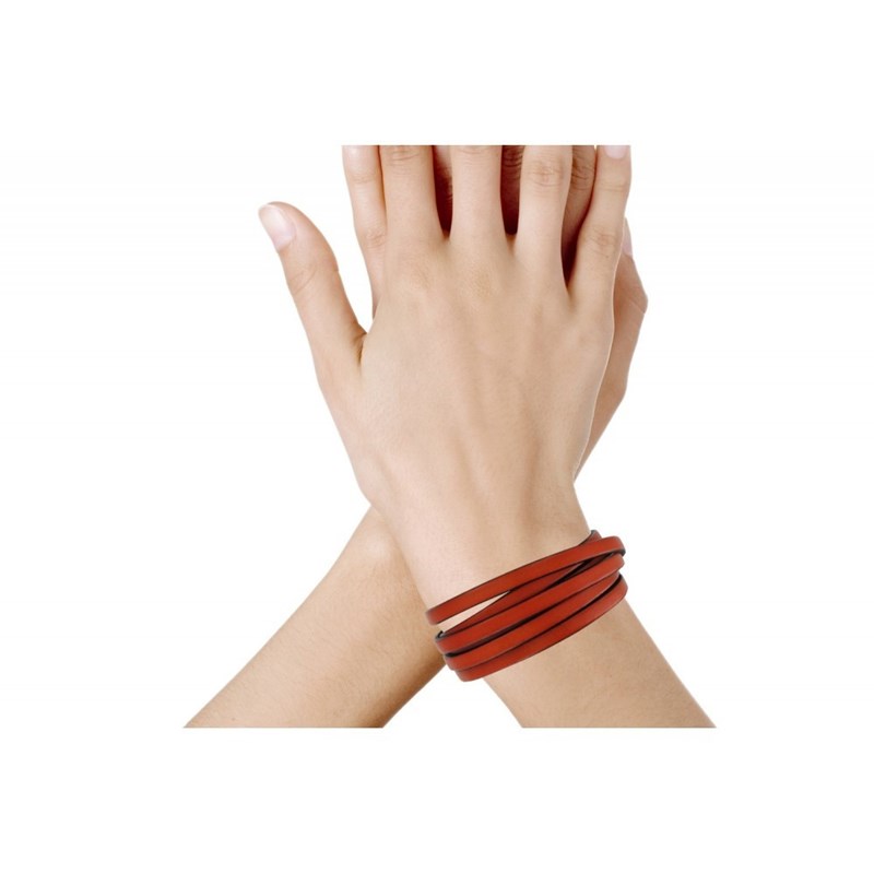 Bracelet Cuir et Fermoir Acier Inoxydable - Colors - Orange - vue 3