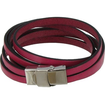 Bracelet Cuir et Fermoir Acier Inoxydable - Colors - Fuchsia