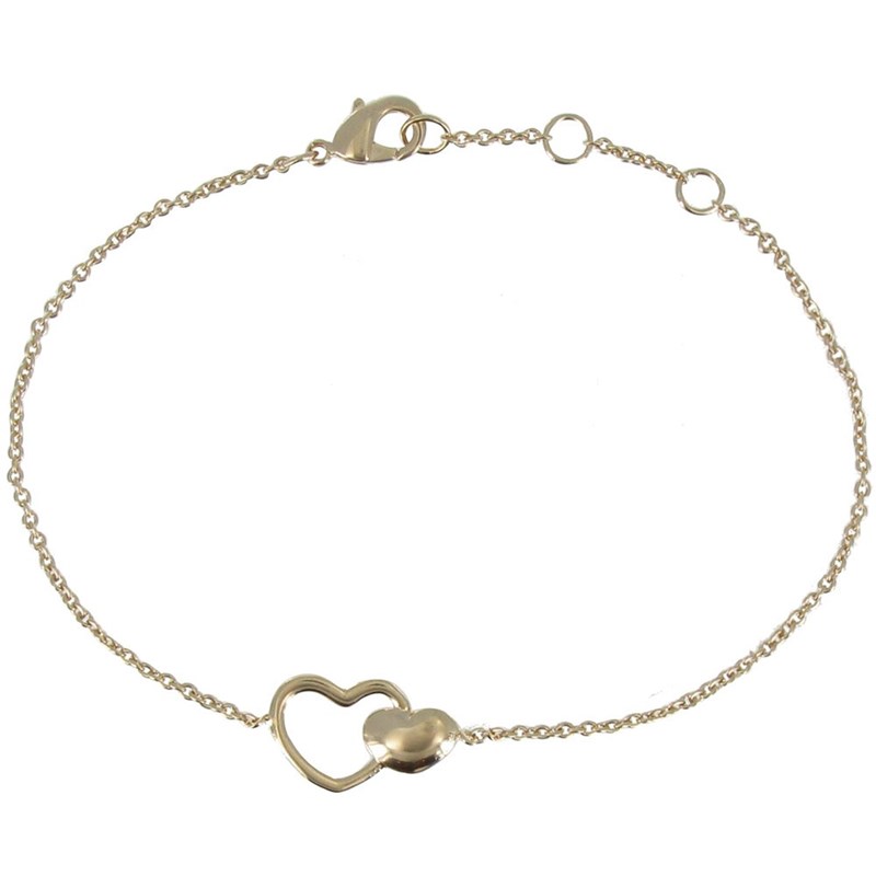 Bracelet Plaqué Or Deux Coeurs