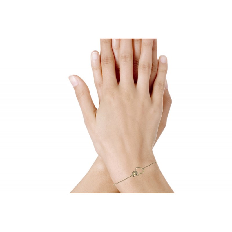 Bracelet Plaqué Or Deux Coeurs - vue 2