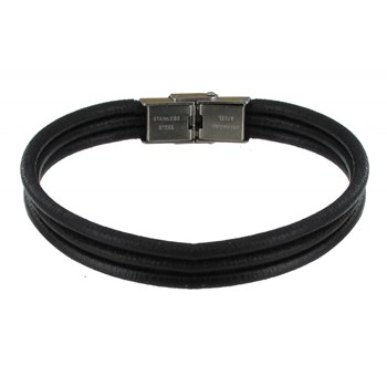 Bracelet Homme Cuir Rond Fermoir Acier Inoxydable - Classics - Marron foncé