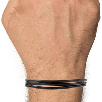 Bracelet Homme Cuir Rond Fermoir Acier Inoxydable - Classics - Marron foncé