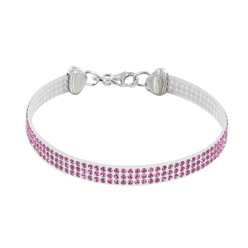 Bracelet Argent 925 Rhodié Silicone et Strass - Classics - Rose