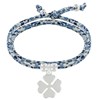 Bracelet Double Tour Lien Liberty et Trèfle Argent - Colors - Bleu Navy - vue V1