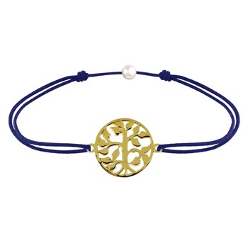 Bracelet Lien Arbre de Vie Plaqué Or - Bleu