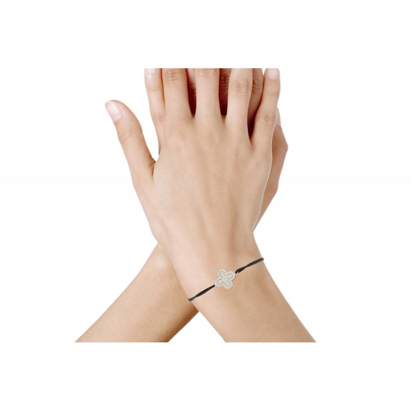 Bracelet Lien Argent 925 Fleur de Strass - Classics - Rouge - vue 2