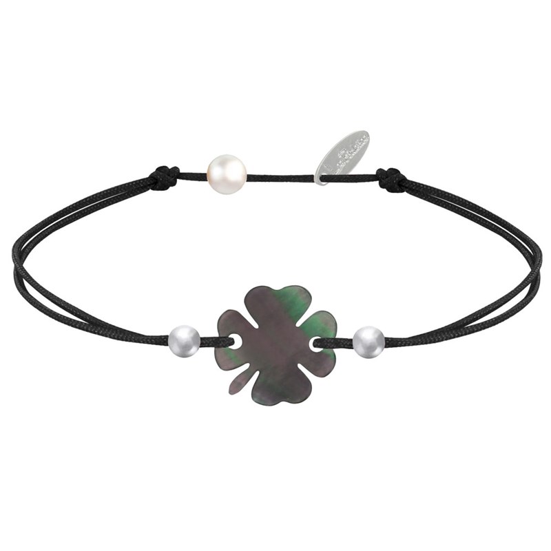 Bracelet Trèfle Nacre Grise et Perles d'Argent 925 - Classics - Noir