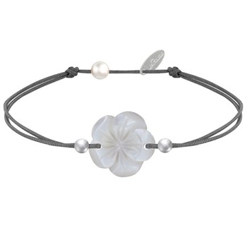 Bracelet Lien Fleur de Nacre Ivoire et Perles d'Argent - Classics - Gris