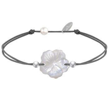 Ivory Mother-of-Pearl Flower and 925 Silver Beads Link Bracelet - Classics - Grey